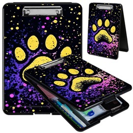 Clipboard with Storage, Hard Letter A4 Size Clip Board with Pen Holder & Paper Organizer, Heavy Duty Portable Writing Pad for Nurses Students Teachers Office Jobsite Contractor, Dog Paw