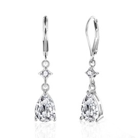 ALEXCRAFT Earrings For Women Dangly Leverback Earrings For Women Silver Womens Earrings Silver 925 Zircon Stones Zircon Stones