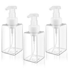 3 Pack Foaming Soap Dispenser Empty Plastic Foam Pump Bottle Refillable Foam Soap Bottle Dispenser for Shampoo Liquid Soap Face Wash (Clear, 450ml/15oz)