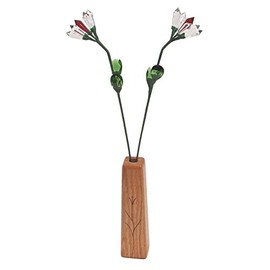 15th Year Wedding Anniversary 2-Stems Crystal Roses 18 inches Tall with Vase