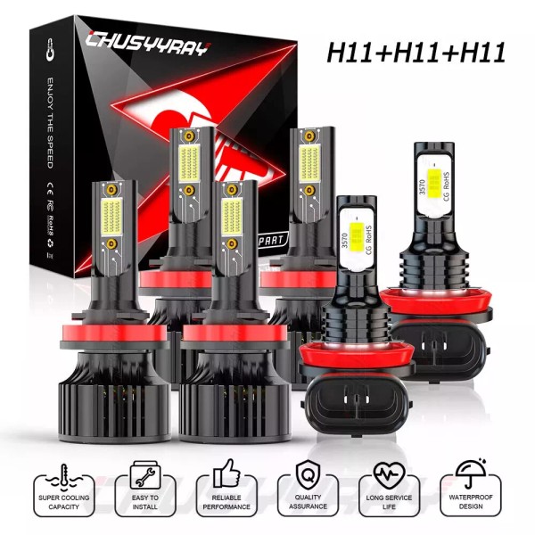 CHUSYYRAY Combo LED Headlight High/Low Kit+Fog Light 6000K For Toyota