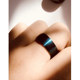 Ofeiyaa Titanium Steel Rings for Men Women Engagement Wedding Band Matte Brushed 8mm Comfort Fit Size 8