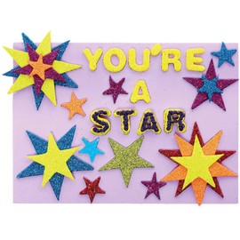 Baker Ross FC750 Glitter Stars Foam Rubber Stickers - Pack of 210 Large Pack Stars Foam Stickers for Children for Crafts, Design and Decorating