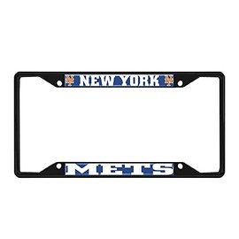 Fan Mats 31313: New York Mets Metal License Plate Frame Black Finish