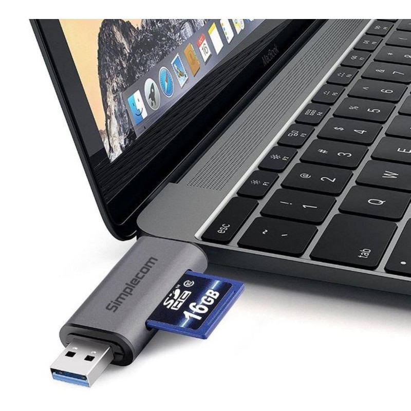 Simplecom CR402 SuperSpeed USB-C and USB-A SD/MicroSD Card Reader USB