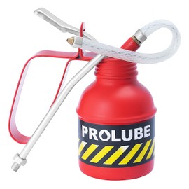 PROLUBE 41430 Steel PT-Type Oil Can, 200ml in Red, Includes 5 Rigid and 6 Flexible Spouts