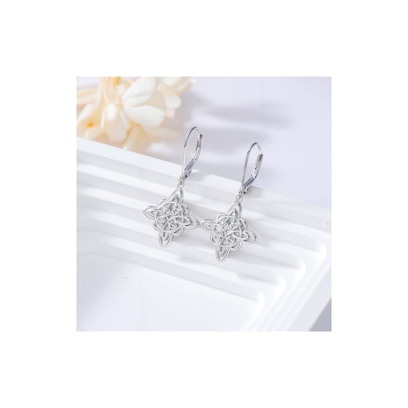 JUSTKIDSTOY Witches Knot Earrings 925 Sterling Silver Witch Dangle Earrings