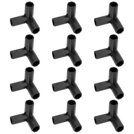 M METERXITY 12 Pcs 11mm Greenhouse Frame Building Connectors, 3 Way Right Angle Pipe Fitting for Grape Trellis/Sunscreen Shed/Gardening Plant Stakes, Greenhouse Accessories [Black]