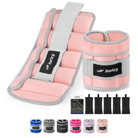 Adjustable Ankle Weights for Women Men 1 Pair 2 4 6 8 10 LBS Leg Weight Hand Arm Wrist Weights with Removable Weight, 1-5 LB Each Ankle Strength Training Weight for Gym Fitness Walking Running, Pink