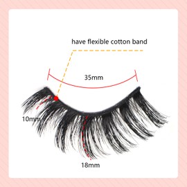False Eyelashes Natural Fluffy Wispy Lashes Mink Lashes 7 Pairs/Pack (10-18mm, 7X)