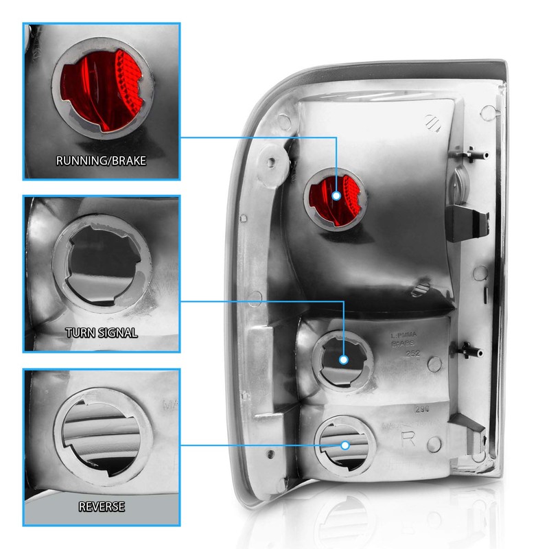 AmeriLite for 1993-1997 Ford Ranger Chrome Euro Replacement Brake Tail