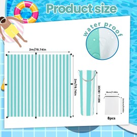 6.5 x 6.5 Feet Baby Beach Pool, 2-in-1 Toddler Paddling Pool with Waterproof Carrying Bag Beach Pool for Toddler for Green Stripe Design Beach Blanket