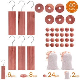 Homode Cedar Blocks for Clothes Storage, Cedar Wood Chips and Balls for Closets and Drawers, Fresh Scented Sachets, 40 Pack