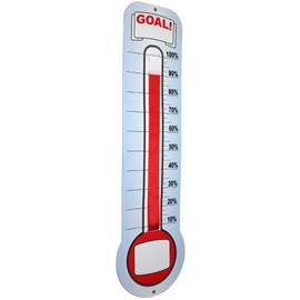 Global Printed Products Fundraising Thermometer Chart Goal Tracker | Dry Erase Goal Setting Wall Mounted Thermometer | Giant Sales Goal Board with Pull-Through Ribbon Progress Tracker (46" x 12")