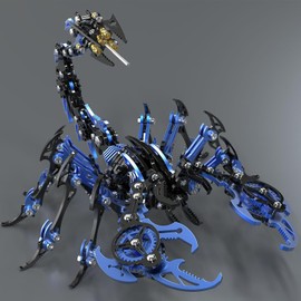 Scorpion 3D Metal Puzzles Kits for Adults Teens – 454 Pcs – Mechanical Assembly Models – 4 Hours to Build – Ideal for Gifts and Decorations (Blue and Black)