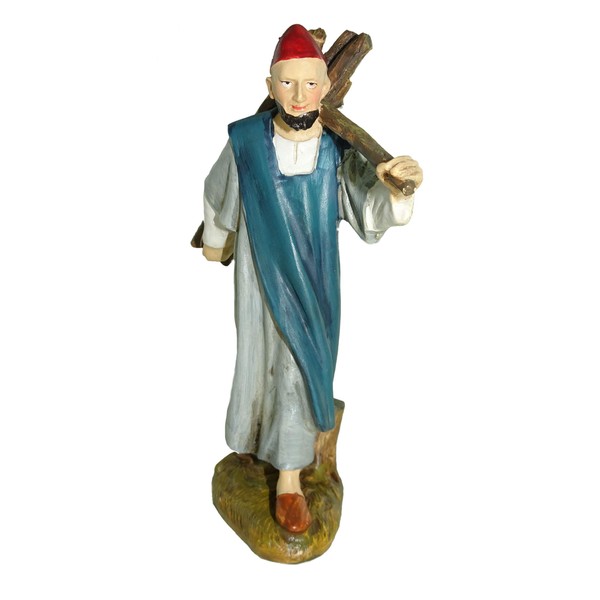 Ferrari & Arrighetti Figurine berceau avec bois pour crèche de 12 cm, figurine berger pour crèche classique, traditionnel, style Martino Landi, résine peinte à la main