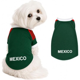 Playera para Perros y Gatos, Diseño Selección Mexicana, Verde con Rayas Rojas, Cuello y Mangas con Vivos en Blanco, Tela Ligera y Suave, Uso Diario (Small)