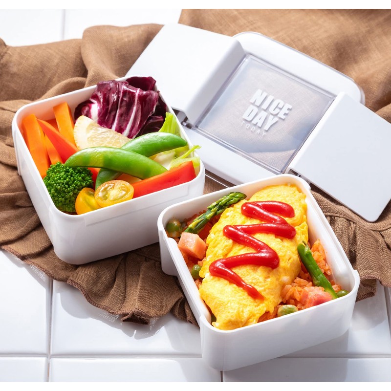 Iwasaki Industrial Lunch Box, Square, 2-Tier, 24.0 fl oz (680