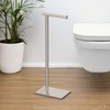 Gatco 1431SN, Modern Rectangle Base Freestanding Toilet Paper Holder, 22.25”,