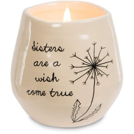 Pavilion Gift Company Plain Dandelion Sisters are a Wish Come True Yellow Ceramic Soy Serenity Scented Candle