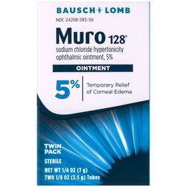 Muro 128 5% Sodium Chloride Hypertonicity Ophthalmic Ointment, from Bausch + Lomb, 2 x 0.125 Oz (7 g Total)