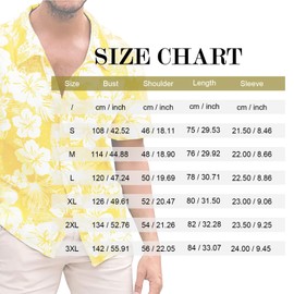 Men's Novelty Hawaiian Floral Shirt Summer Casual Button Down Tropical Holiday Beach Shirts Yellow