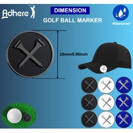 Adhere Golf Ball Markers, Soft Enamel golf ball markers without hat clip,Pack of 9, Multiple Designs A Premium Golf Gifts for Golfer (Z-Golf tee 3 colors)