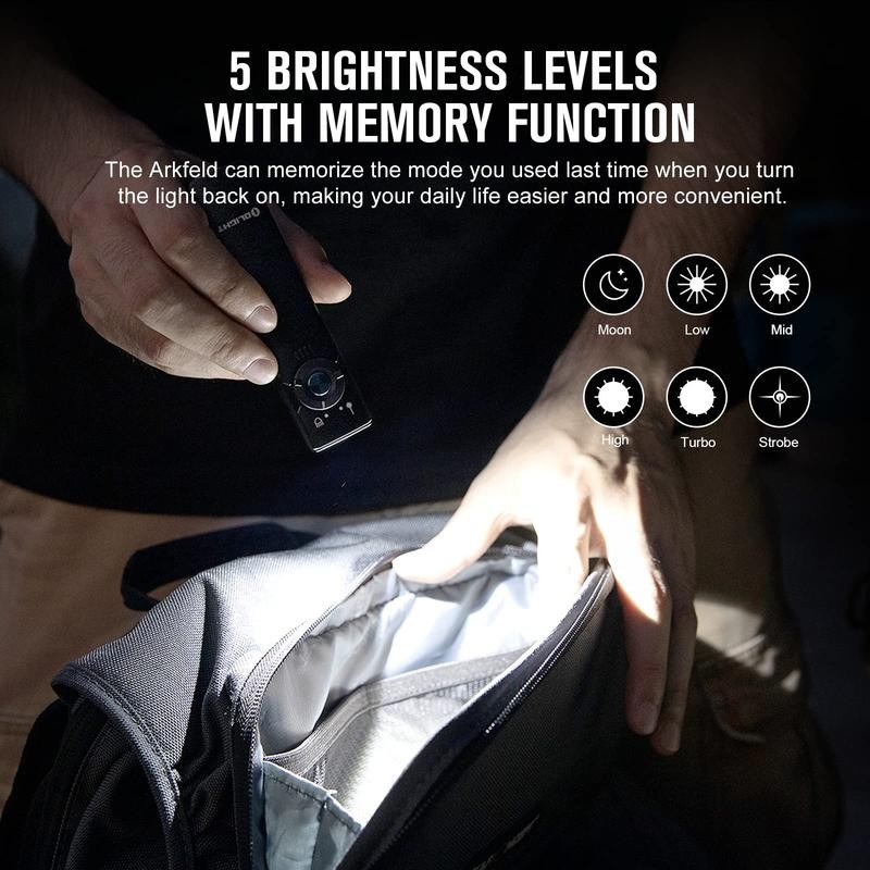 OLIGHT Arkfeld Flat Flashlight 1000 Lumens Dual Light Source EDC