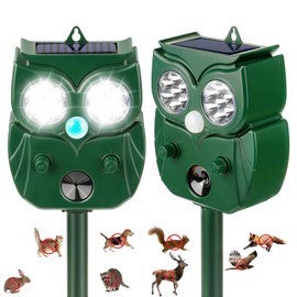 2Pack 2025 Ultrasonic Animal Repellent Outdoor Deer Repellent Devices Solar Animal Repeller Motion Activated Deterrent to Scare Cat Squirrel Rabbit Raccoon Skunk with LED Flash Lights for Yard Lawns