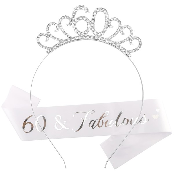 CIEHER 60th Birthday Celebration Set for Women - Tiara, Sash,