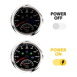 MOTOR METER RACING W PRO 85mm 3-3/8" 2 in 1 GPS Speedometer Tachometer Digital Odometer Mileage & Trip Meter with Turn Signal High Beam 160 MPH Waterproof Black Dial White LED for Car Truck Motor