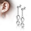 Bungsa Women's Earrings Infinity Sign with Crystals Silver 316L Stainless