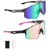 FAOKZE Pack of 2 Polarised Cycling Glasses, Windproof Cycling Glasses