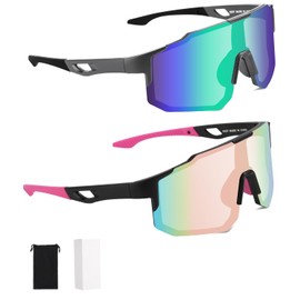 FAOKZE Pack of 2 Polarised Cycling Glasses, Windproof Cycling Glasses for Men and Women, UV400 Protection, for Cycling, Motorcycling, Running, Skiing, Baseball, Mountaineering, Fishing etc.