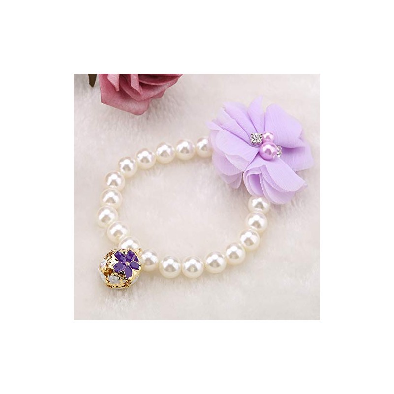 Collar de con Flor de Perlas con Campana, Collar Elástico