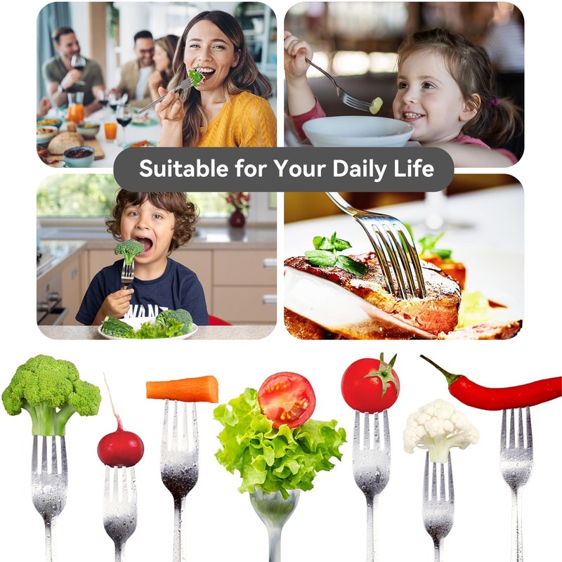 Agatige 2Pcs Extendable Fork, Telescopic Long Handle Cutlery Forks Stainless
