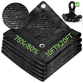 FOTMISHU 75%-80% Shade Cloth Anti-Aging 10ftx20ft Sun Mesh UV Resistant Net, Sunblock Garden Shade Mesh Tarp for Plant Cover, Greenhouse, Barn or Kennel, Flowers, Plants, Used for 3 Years or Even Long