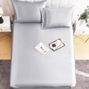 DuShow Satin Fitted Sheet Super King Sliver Grey,Silky Deep Pocket