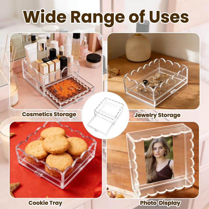 Clear Acrylic Trays for Needlepoint with Insert Drawer 5" x