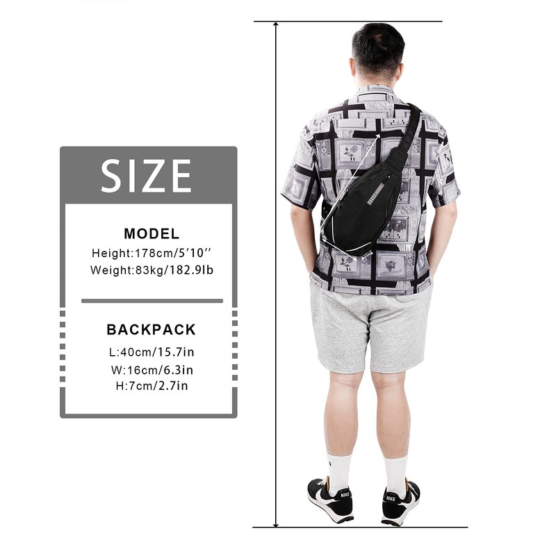 Waterfly Small Crossbody Sling Backpack Anti-Theft Backpack Zippered for Traveling