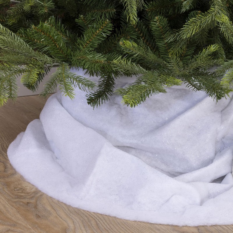 Kaemingk Artificial White Snow Rug Silver Glitter Frosty Christmas Snow