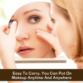 Acrylic Vanity Makeup Mirror, Irregular Aesthetic Frameless Mirror, Decorative Desk Tabletop Mirrors with Wooden Stand for Living Room, Bedroom, and Minimal Spaces Home Decor (Round)