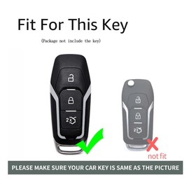 ontto Alloy Car Key fob Cover Fit for Ford Focus 3 4 ST Mondeo 5 MK5 Mustang F-150 Explorer Edge Fiesta Kuga MK3 4 Smart Leather Key case Shell key holder keyring keychain accessories Black-blue