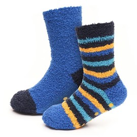 A2Z 4 Kids Boys Stripe Heel & Toe Socks Stylish Black Striped - Socks AZ518 Blue 2 Pack 2-3 (6-8.5)