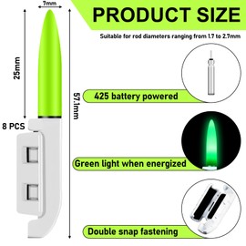 GAOUTO Pack of 8 Fishing Alarm Bells, Glow Sticks Fishing, Fishing Float LED Glow Stick, Waterproof Fishing Rod Floats Glow Stick Light Electronic for Fishing Glow Sticks for Fishing Fishing