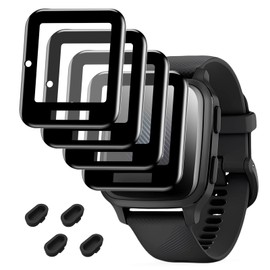 Compatible with Garmin Venu Sq/Garmin Sq Music Screen Protector *4 & Charge Port Plug Kit *4, HD, Anti Scratch, Bubble-Free for Garmin Venu Sq/Garmin Sq Music