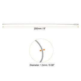 HARFINGTON 50pcs Wire Keychain Cable 8" Plastic Coated 2mm Stainless Steel Keychains Key Ring Cable Loop Rings for Hanging Luggage Tags Key ID Tags, Silver