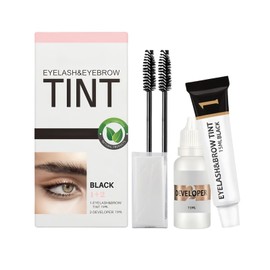 2-In-1 Eyelash & Eyebrow Kit,Eyebrow and Eyelash Tint,Eye Brow Dye,Lash & Brow Color Kit,Lasting for 4-6 Weeks,Volume Lashes and Full Brows,Natural Look,Easy Application,Waterproof,Skin Friendly Black