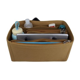 NOTAG Bag Organiser Felt Bag Organiser Insert Handbag Multi Pocket Tote Organiser Bag (Brown, Large)