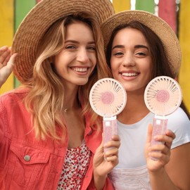 Mudder Rhinestone Handheld Fan Crystal Bling Mini Personal Fan Glitter Bedazzled Portable USB Rechargeable & Battery Operated for Girls Women Outdoor Travel Indoor Makeup Office(Pastel,Foldable)